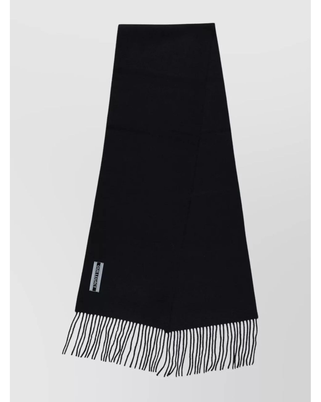 Our Legacy Black Rectangular Scarf Fringe Detail