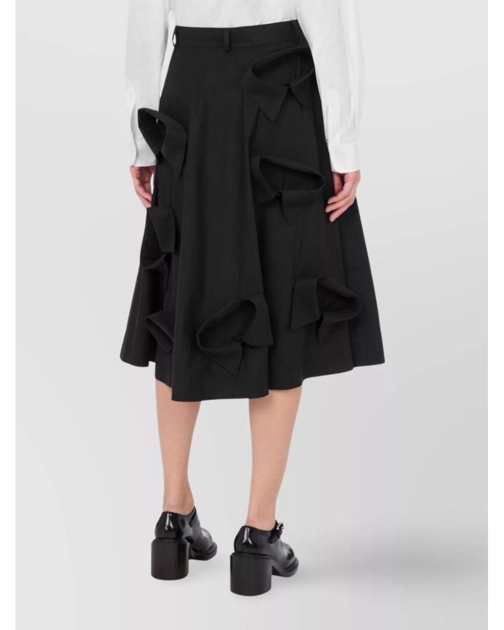 Moschino Black Flared Knee Length Skirt With Bow Accents