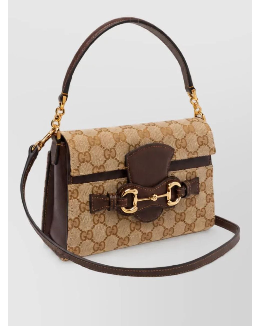 Gucci Brown Small Horsebit Duomo Fabric Clutch Bag