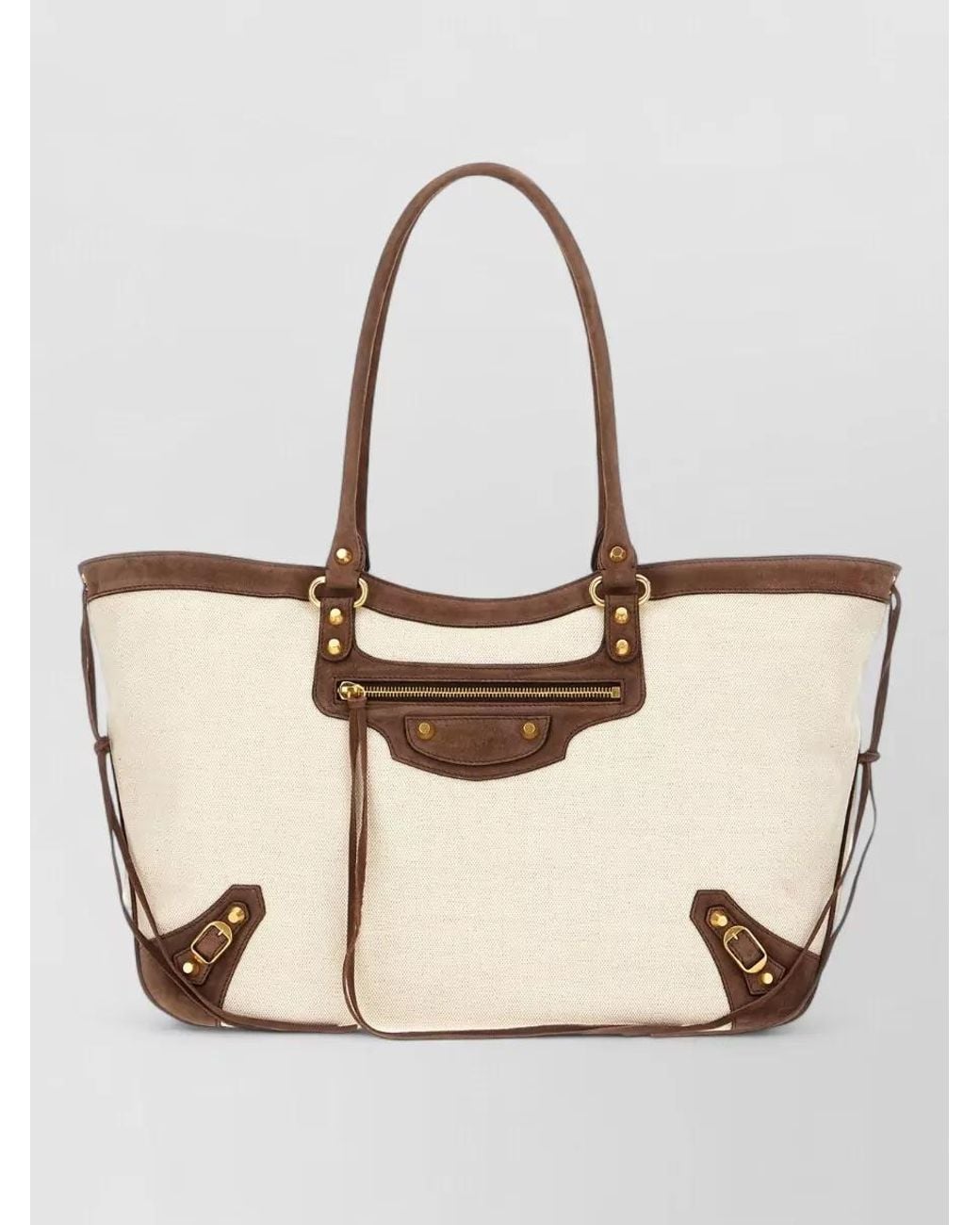 Balenciaga Natural Le City Medium Linen Suede Tote Bag