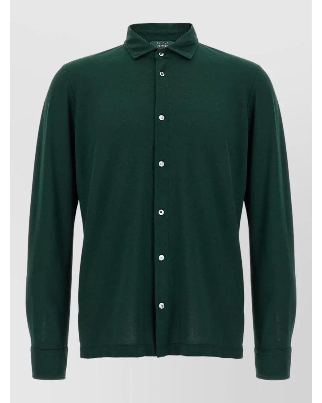 Zanone Green Cotton Long-Sleeve Shirt for men