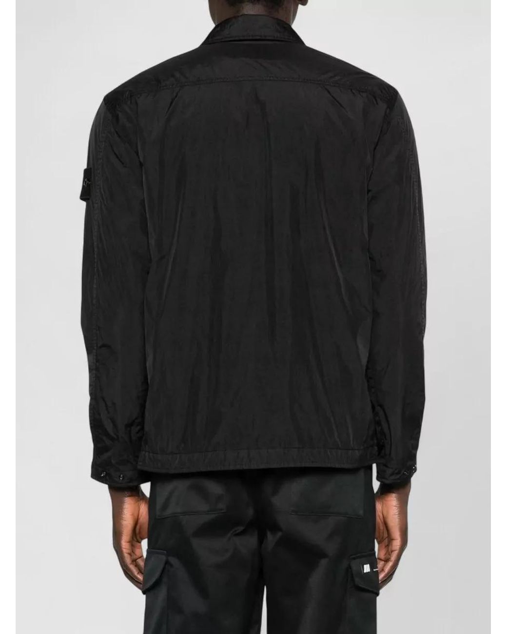 Stone Island Black Padded Nylon Shirt Jacket for men