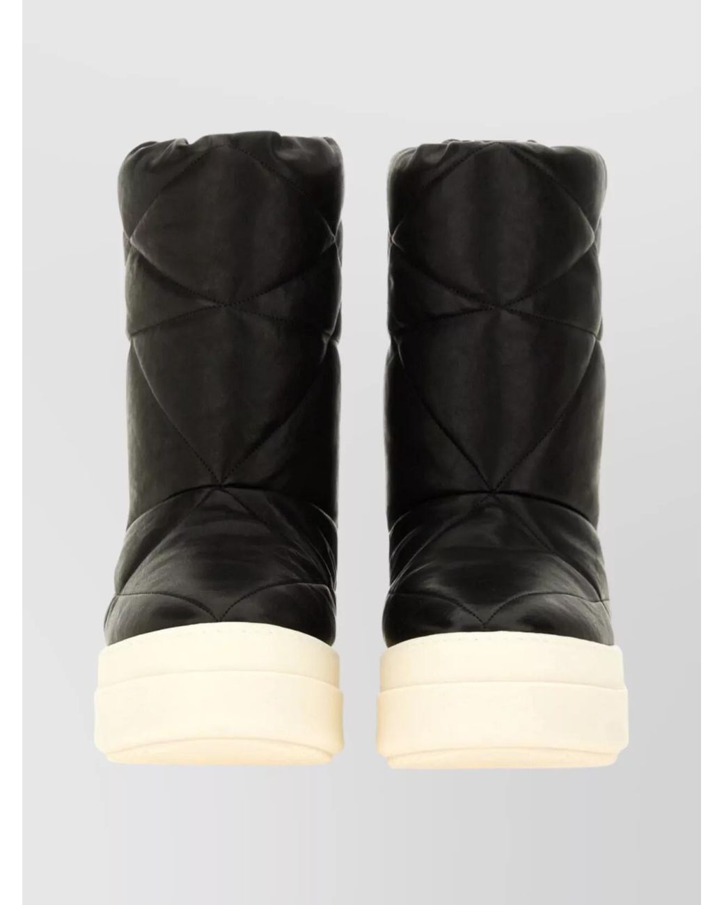 Rick Owens Black Leather Quilted Down Ankle Boots for men