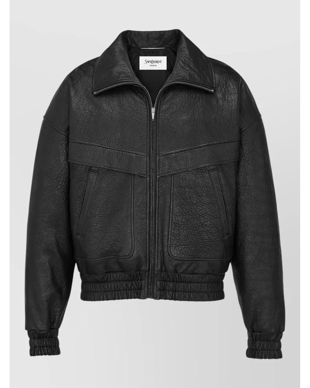 Saint Laurent Black Lamb Leather Stand Collar Jacket for men