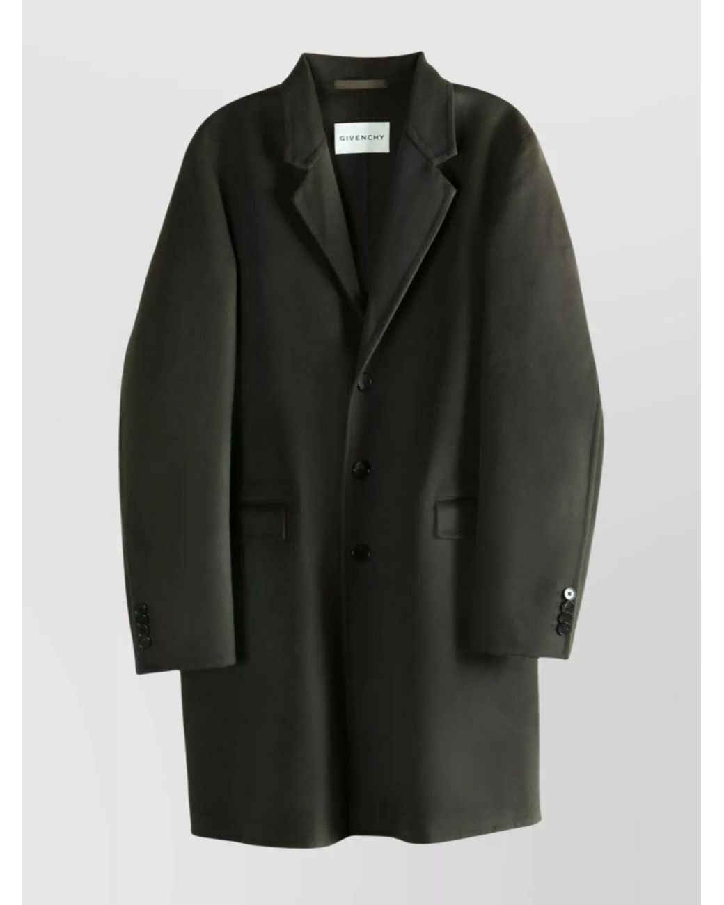 Givenchy Black Wool Cashmere Single Breasted Coat for men