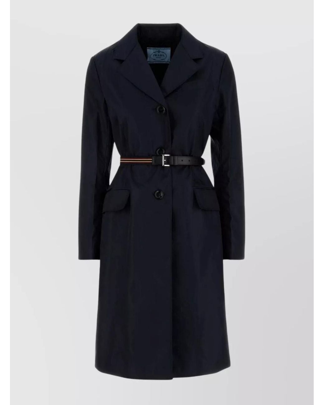 Prada Blue Recycled Nylon Trench Coat
