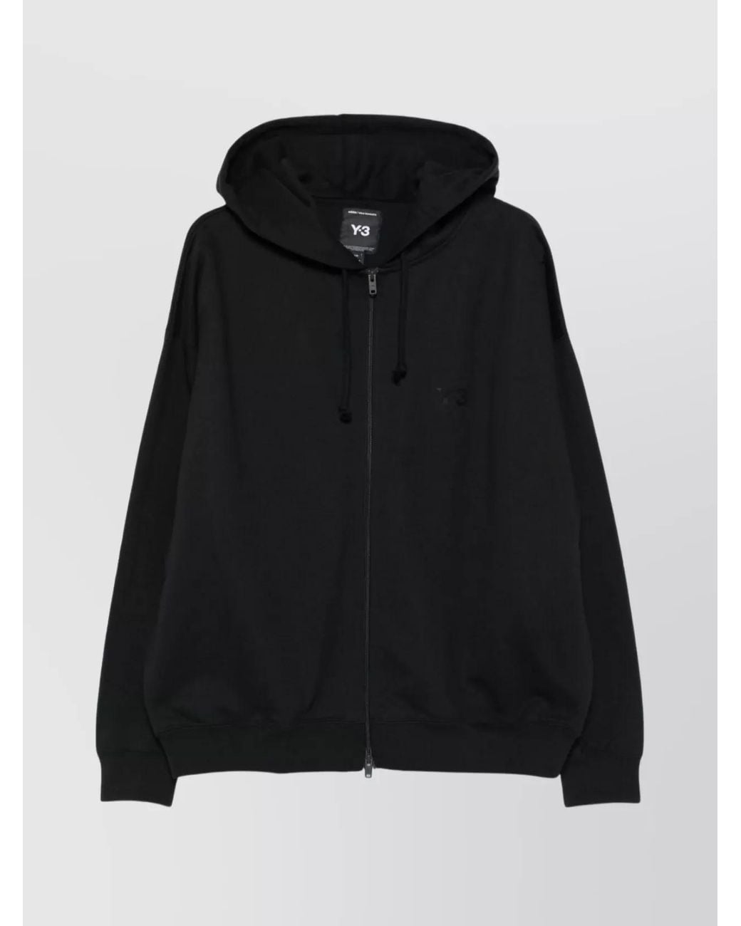 Y-3 Black Logo Zip-Up Hoodie for men
