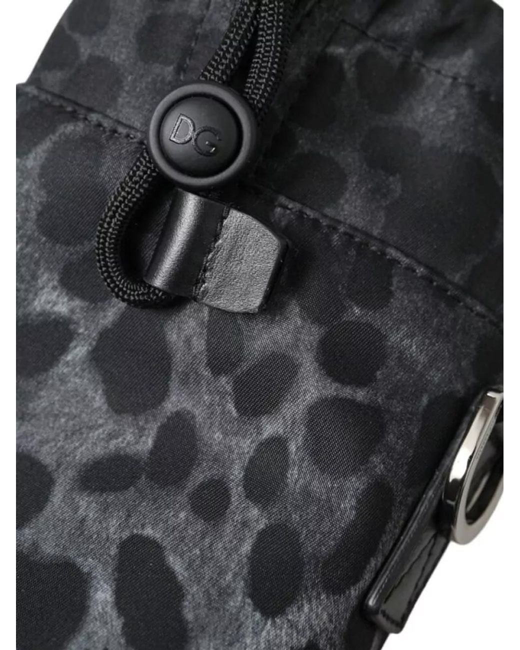Dolce & Gabbana Black Leopard Bottle Cage Bag for men