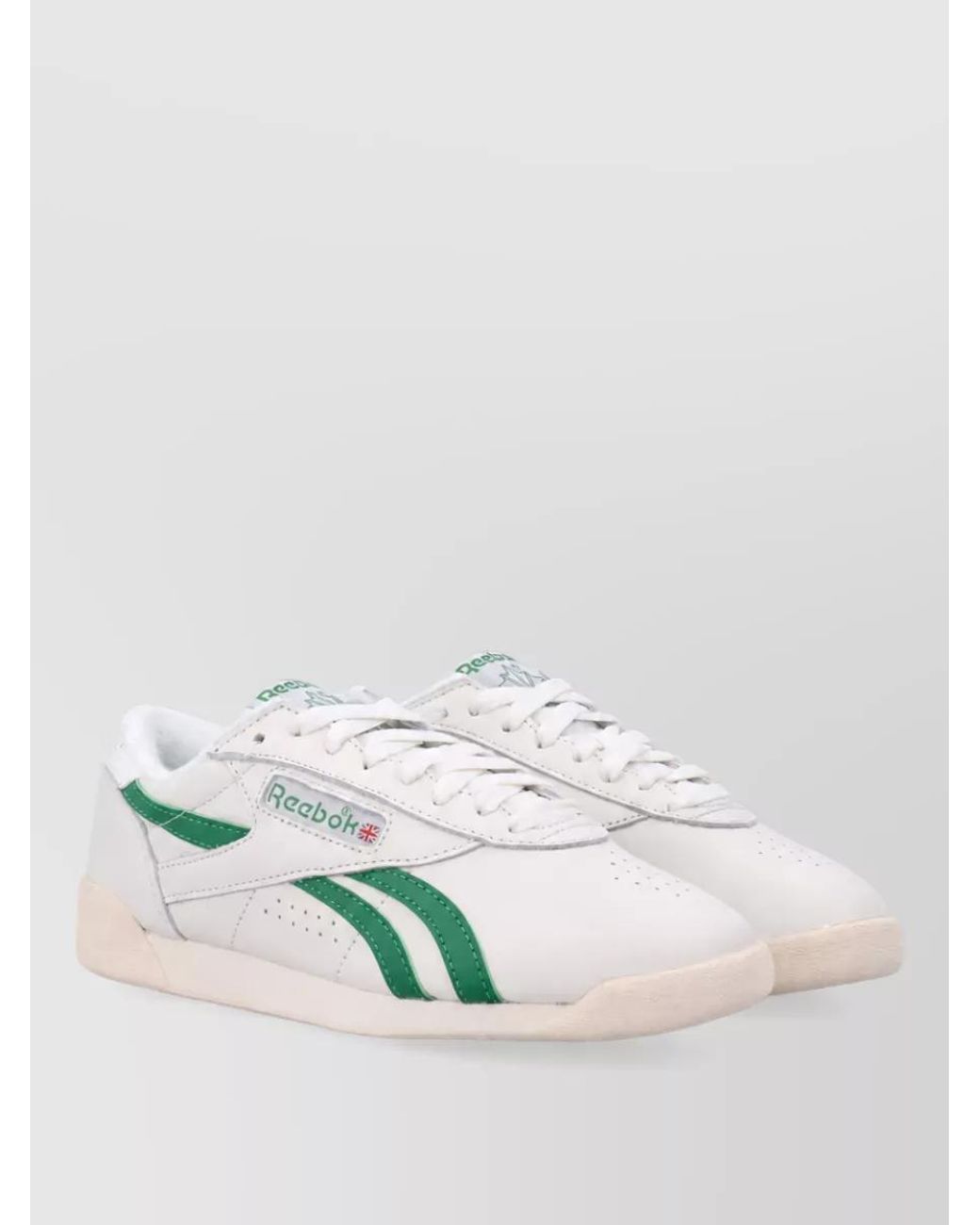 Reebok White Leather Lace-Up Shoes