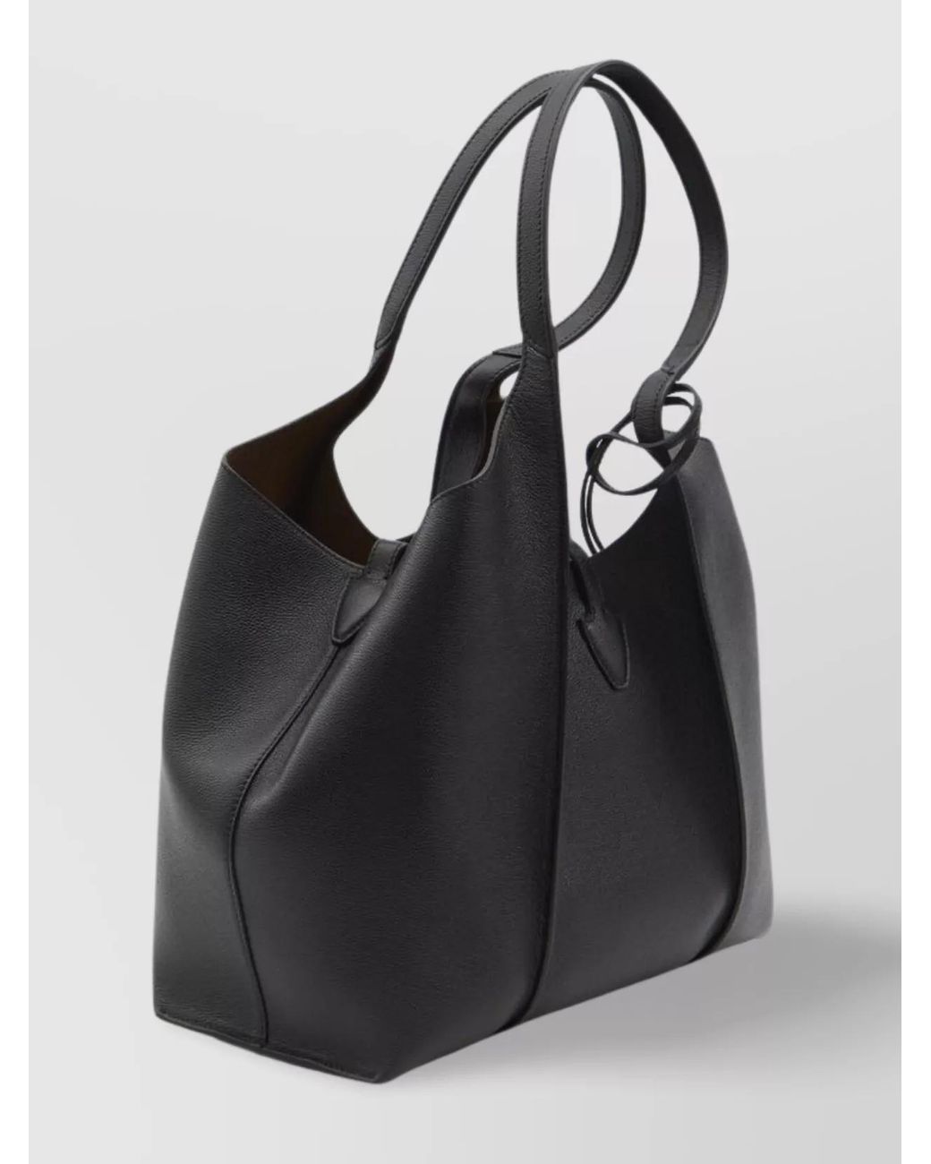 Tod's Black Small Grained Leather Shopping Tote