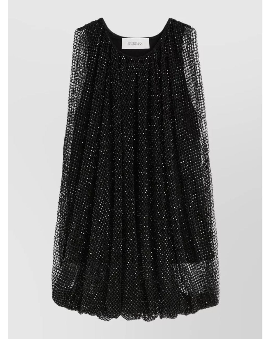Sportmax Black Crystal-Embellished Mesh Top