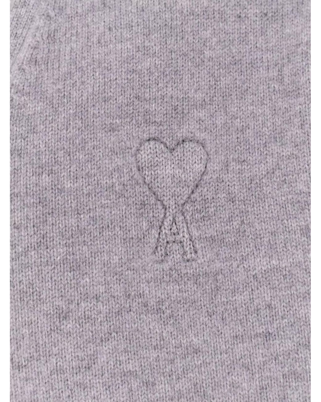 AMI Blue Wool And Cashmere V-Neck Fine-Knit Cardigan for men