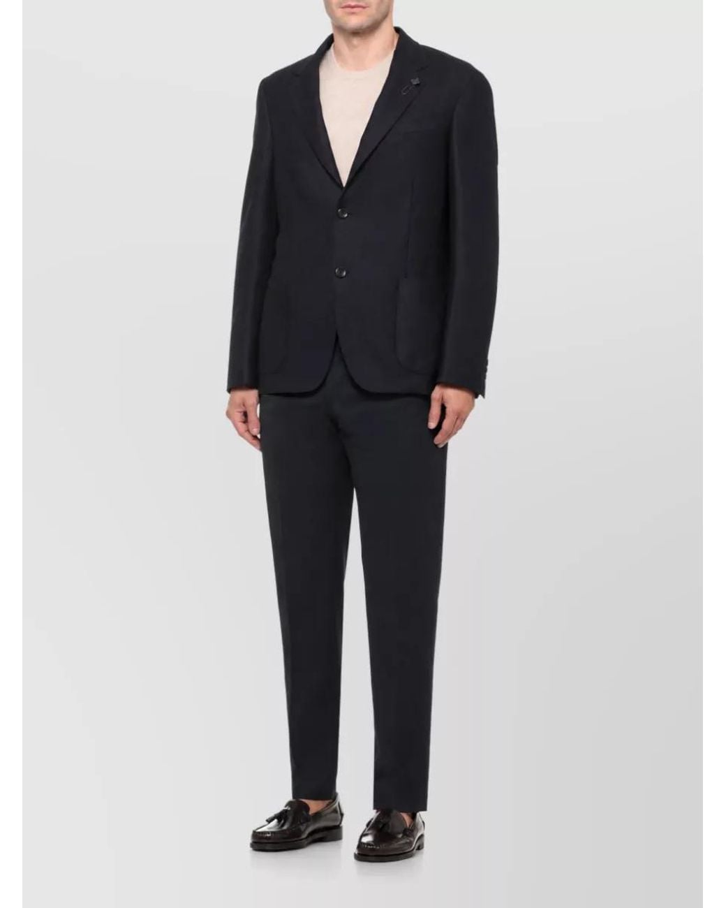 Lardini Black Virgin Wool Single-Breasted Suit Jacket for men