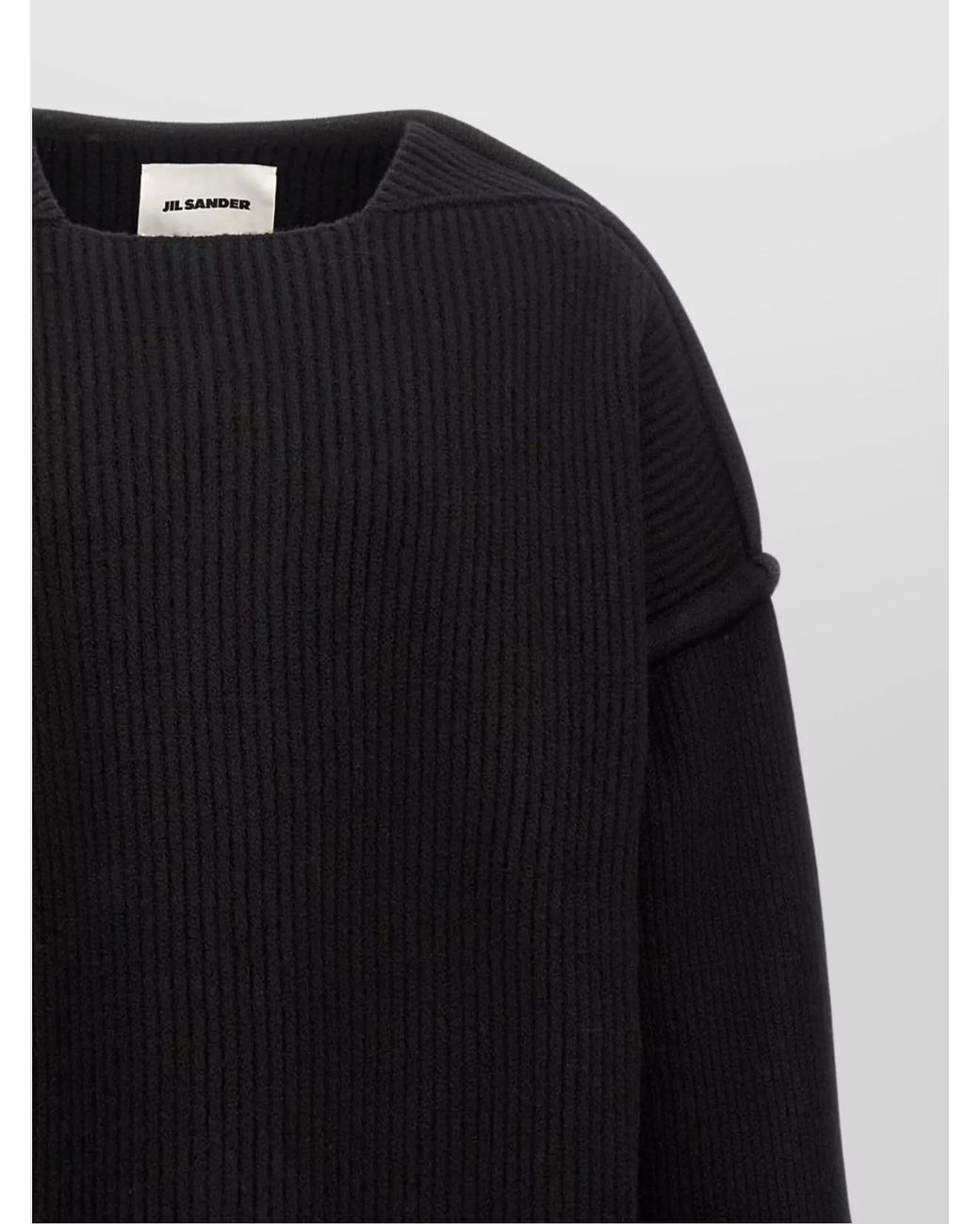 Jil Sander Black Geometric Neckline Wool Jumper for men