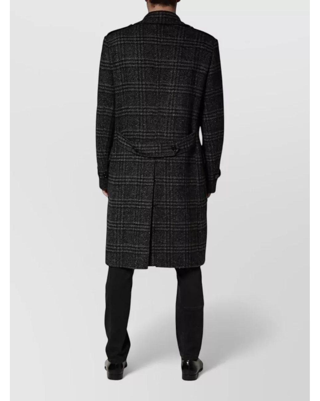 Dolce & Gabbana Black Checked Double Breasted Coat for men