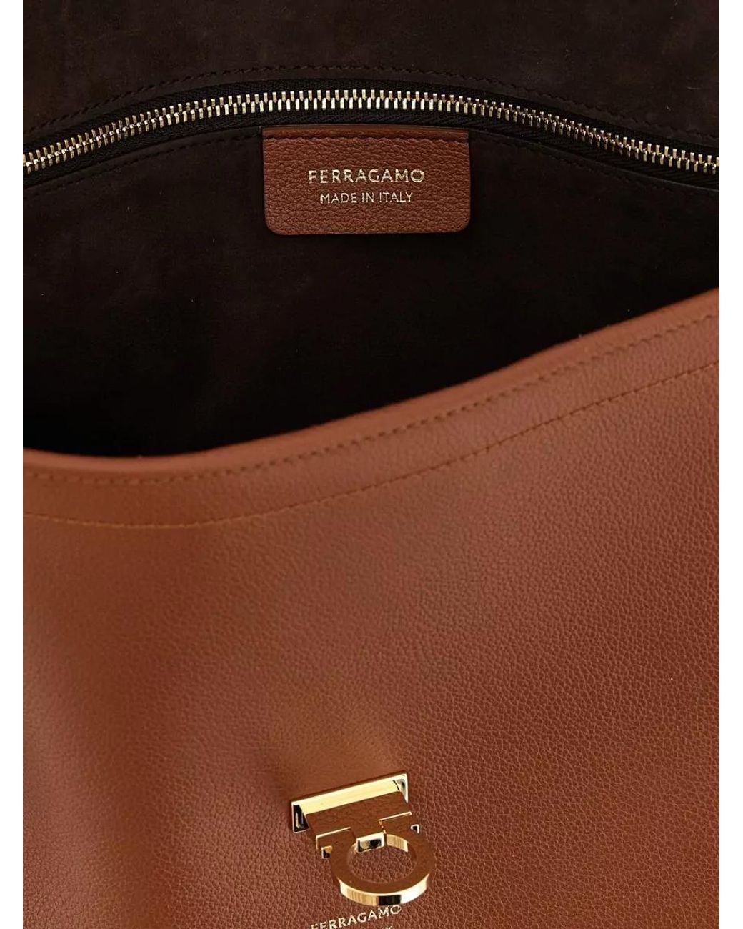Ferragamo Brown Studio Bag Large Leather Tote Bag