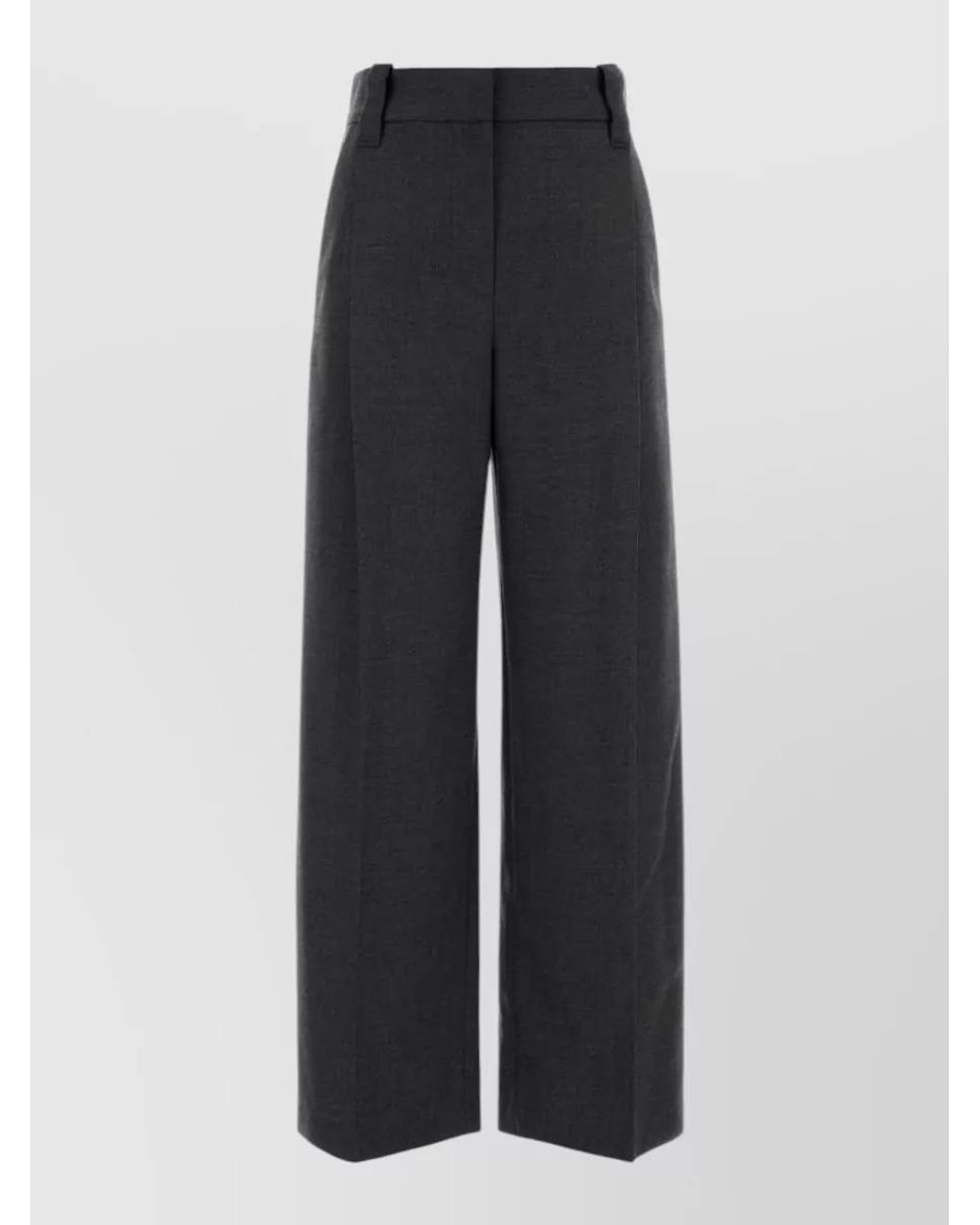 Brunello Cucinelli Blue Virgin Wool Wide-Leg Suit Trousers