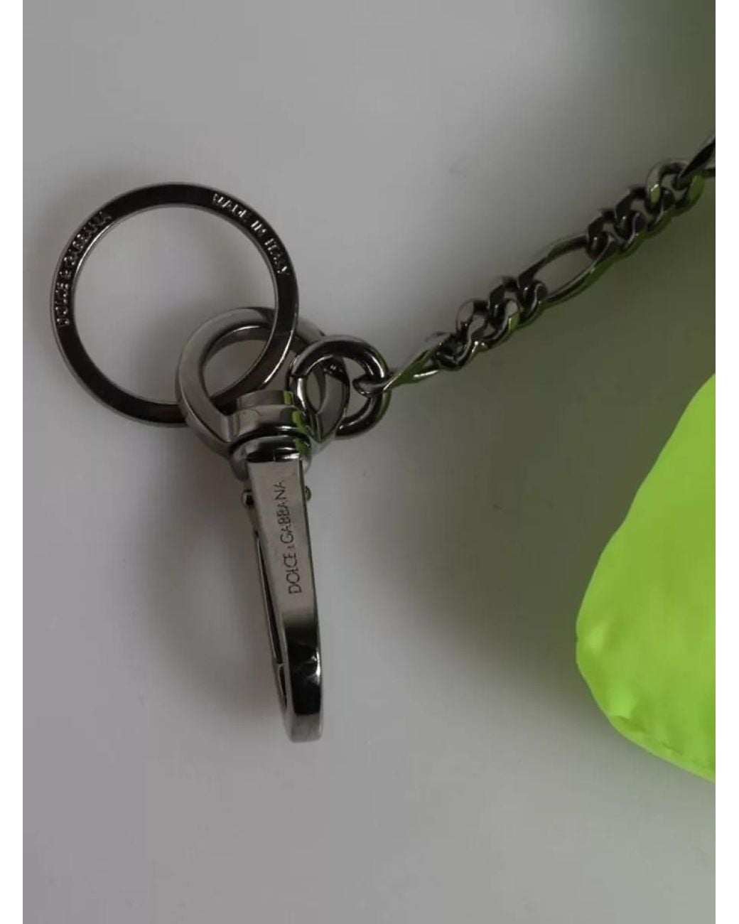 Dolce & Gabbana Green Embroidered Logo Keychain for men