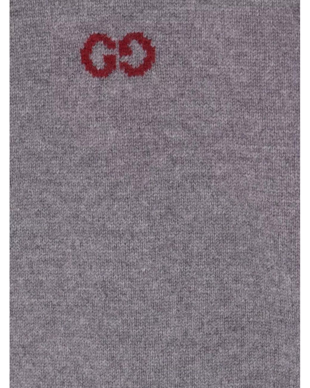 Gucci Gray Cashmere Gg Intarsia Crew Neck Jumper for men