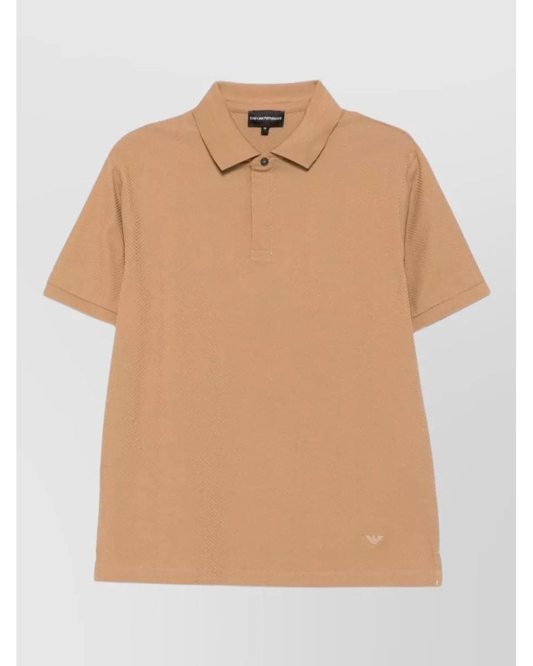 Emporio Armani Natural Chevron-Knit Cotton Short-Sleeve Polo Shirt for men