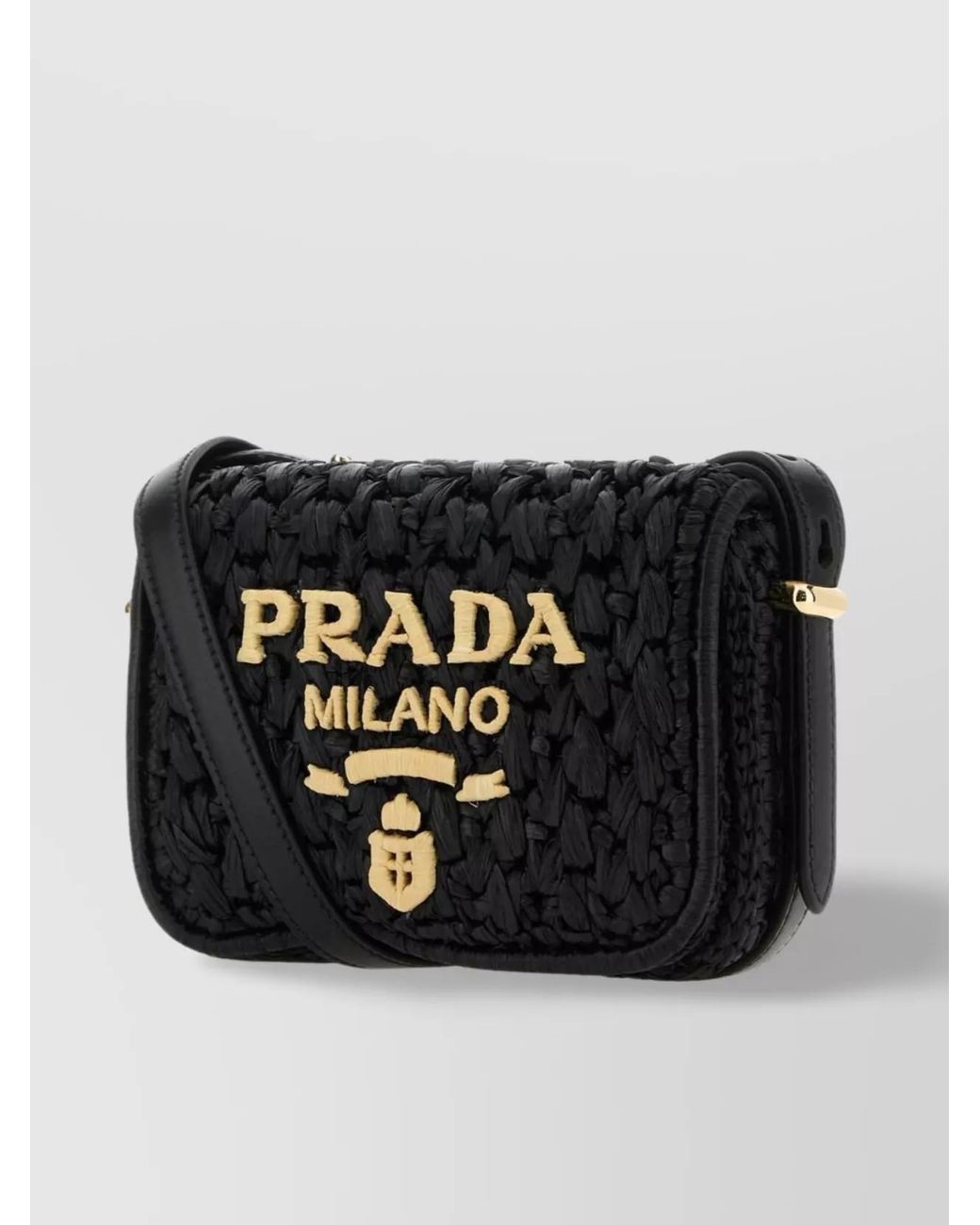 Prada Black Na Raffia Shoulder Bag