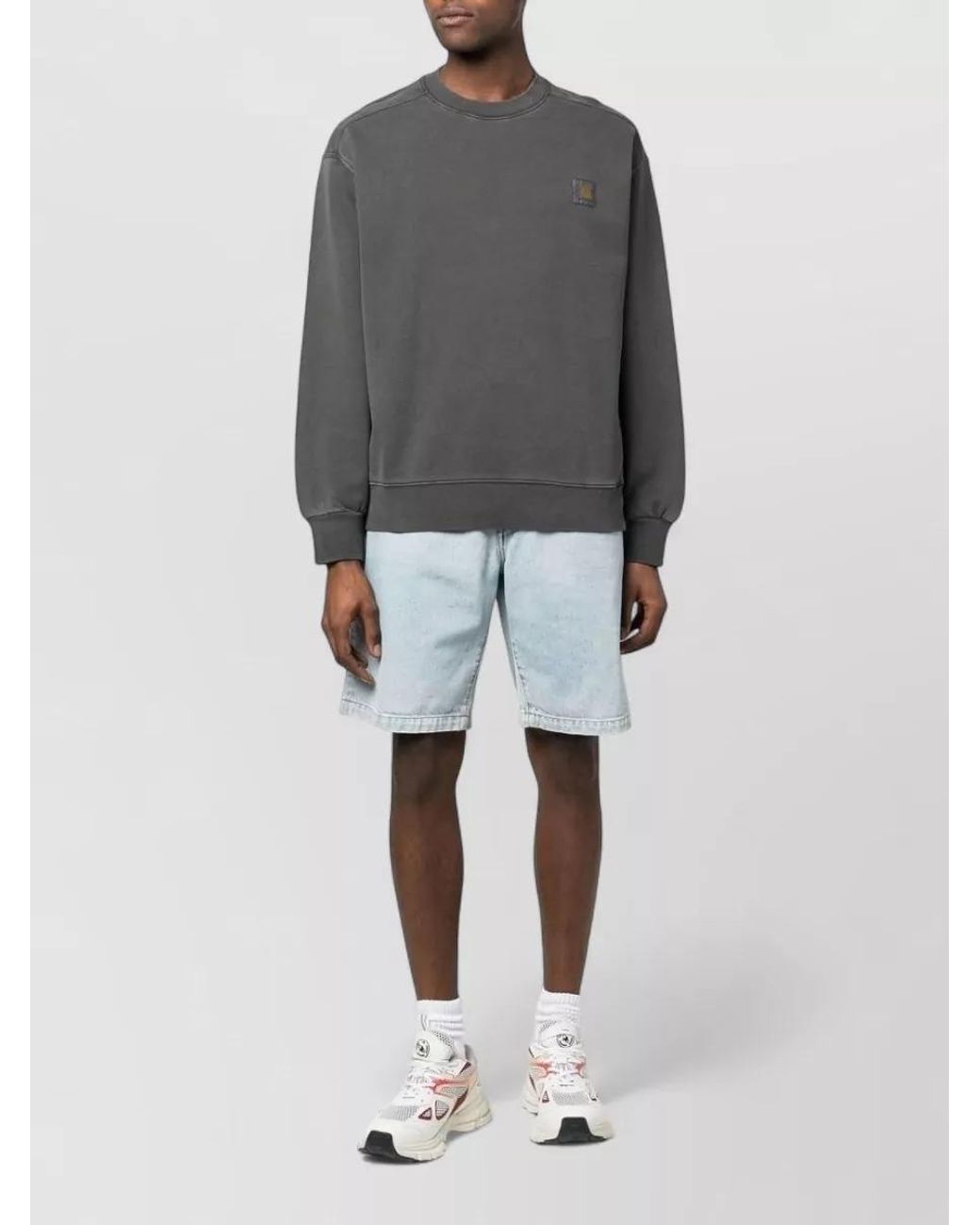 Carhartt Gray Cotton Logo-Patch Crewneck Sweatshirt for men