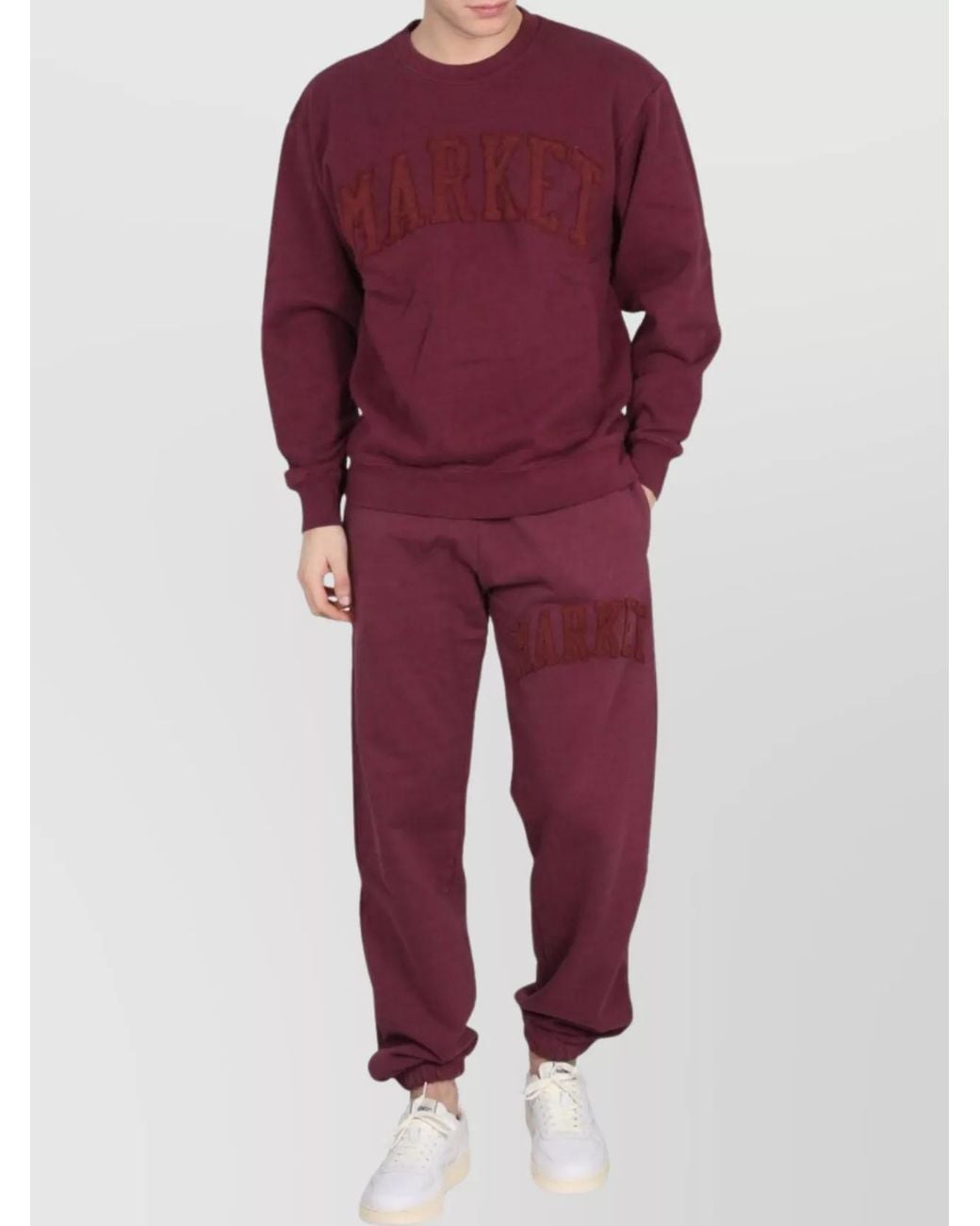 Market Red Ribbed Collar Sweatshirt
