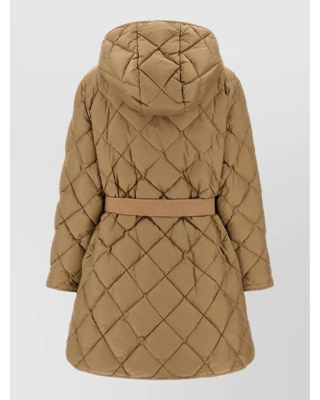 Weekend by Maxmara Brown Down Quilted Belted Hooded Parka Coat