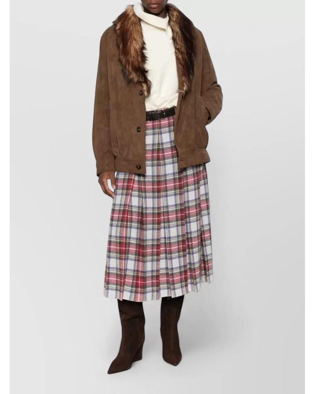 MM6 by Maison Margiela Brown Faux Fur Collar Jacket
