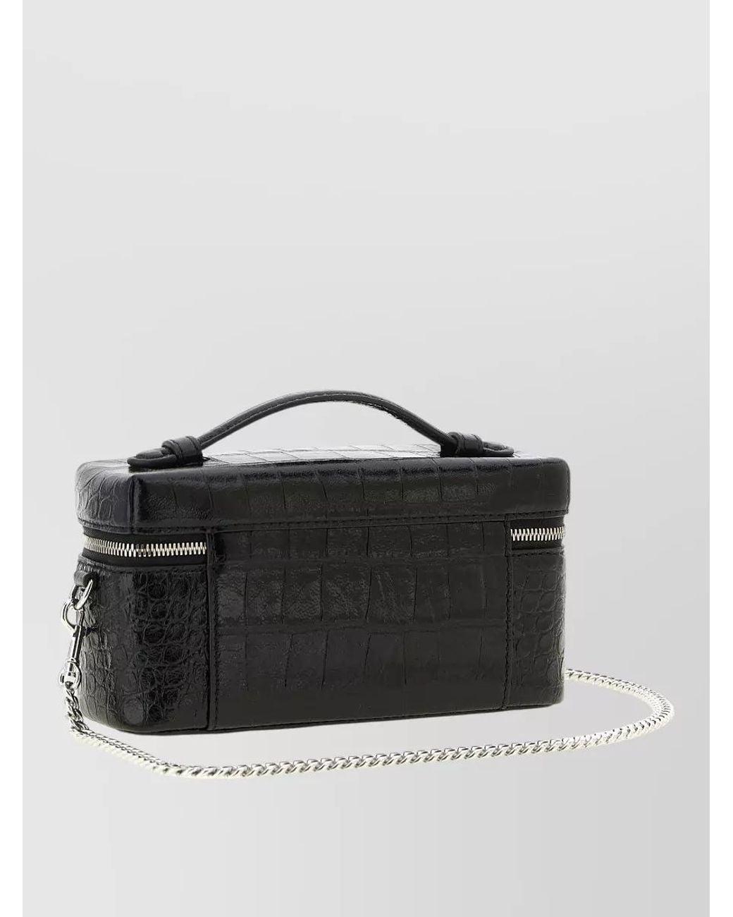 Tory Burch Black Na Lamb Leather Crocodile-Embossed Clutch Bag