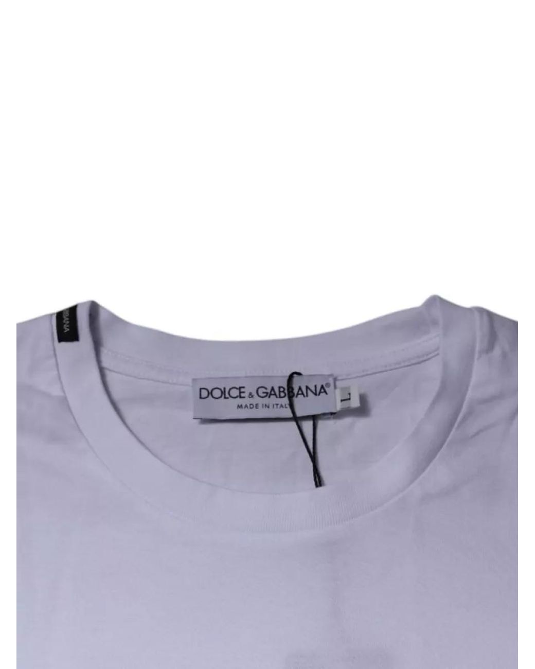 Dolce & Gabbana White Leopard Print Cotton Crew Neck T-Shirt for men