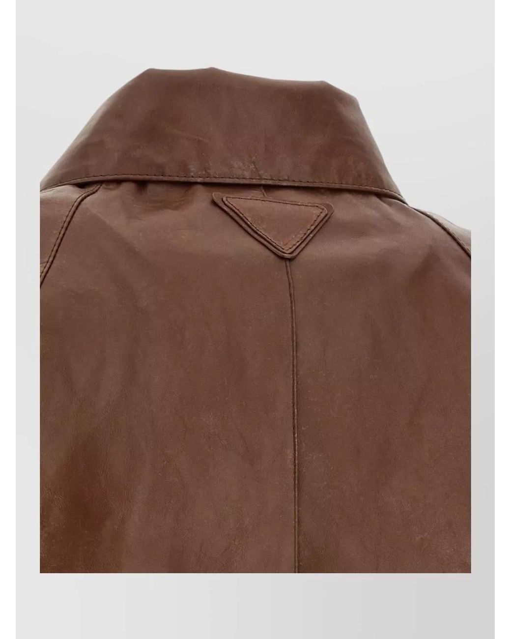 Prada Brown Leather Single-Breasted Coat for men