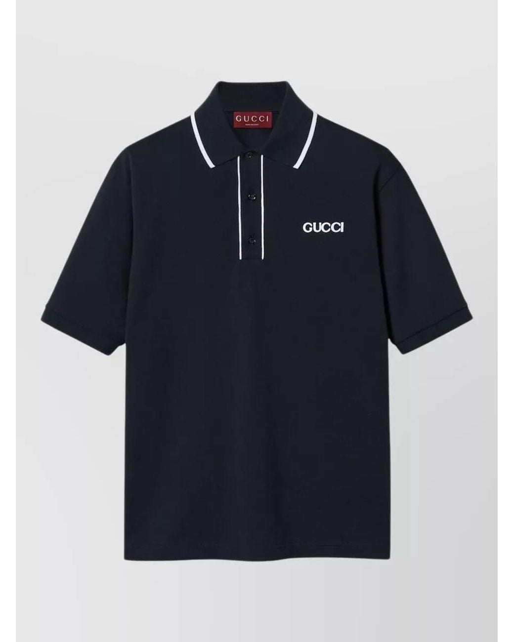 Gucci Blue Cotton Piqué Regular-Fit Short-Sleeve Polo Shirt for men