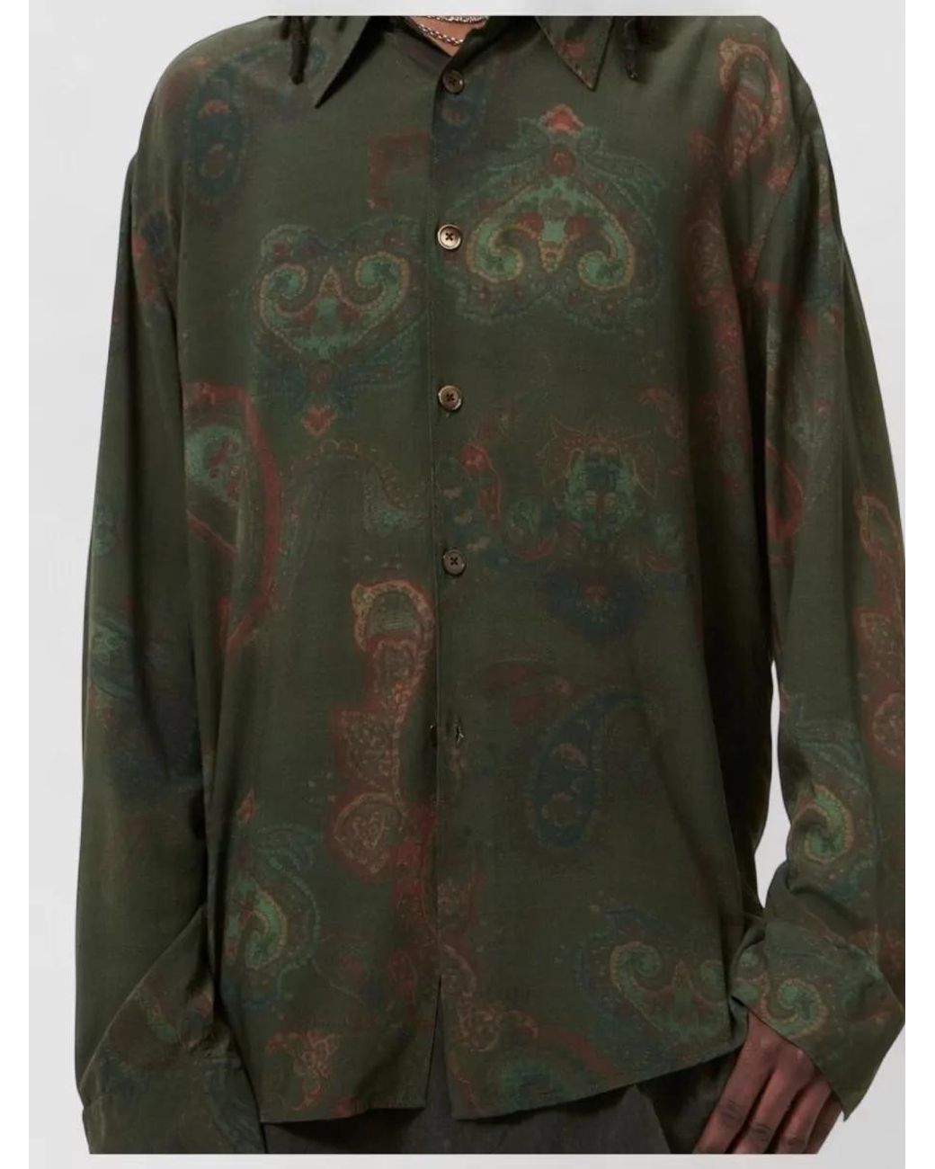 Our Legacy Green Paisley-Print Long-Sleeve Shirt for men
