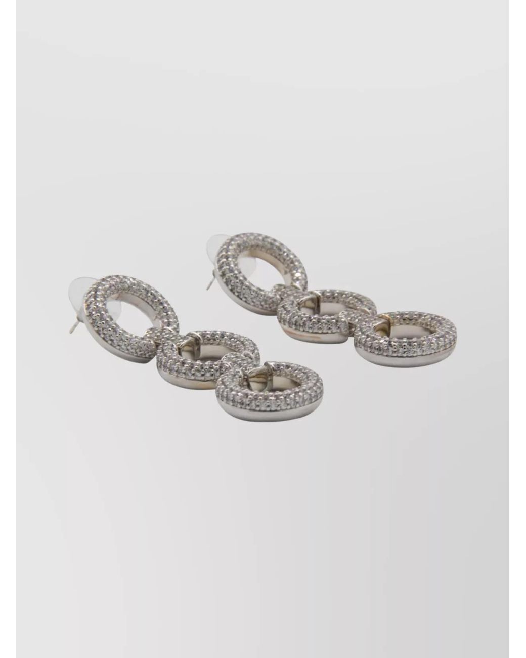 Self-Portrait White Crystal-Embellished Link Earrings