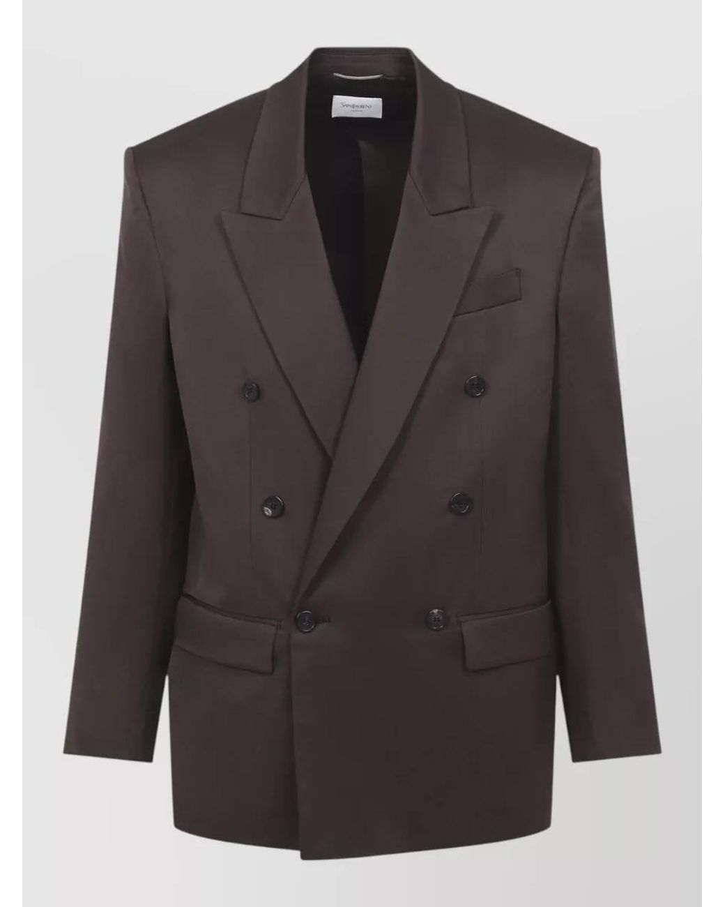 Saint Laurent Black Silk Satin Double-Breasted Blazer for men