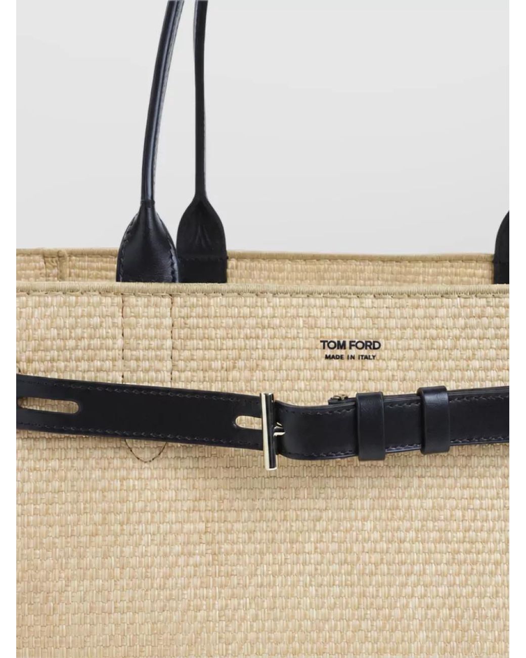 Tom Ford Natural Jean Raffia Leather Tote Bag