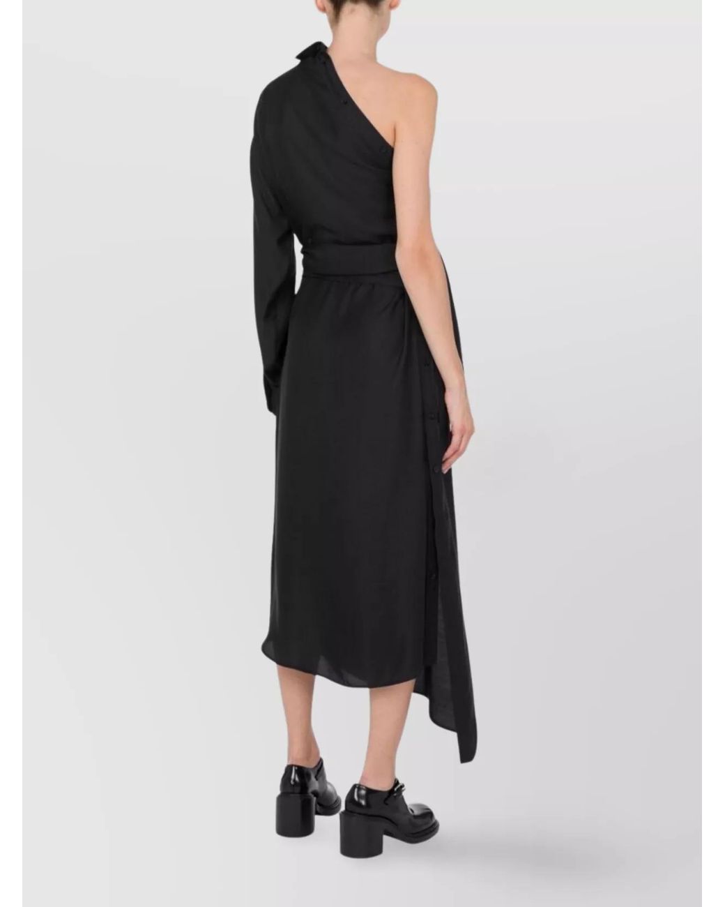 Moschino Black Asymmetric One-Sleeve Midi Dress