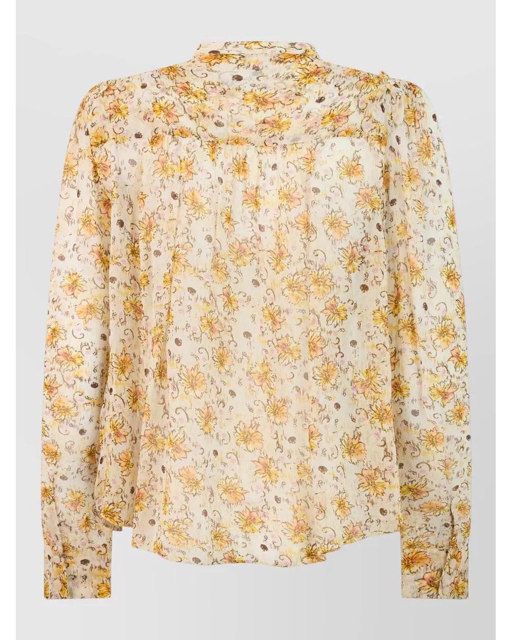 Isabel Marant Metallic Floral-Print Long-Sleeve Blouse