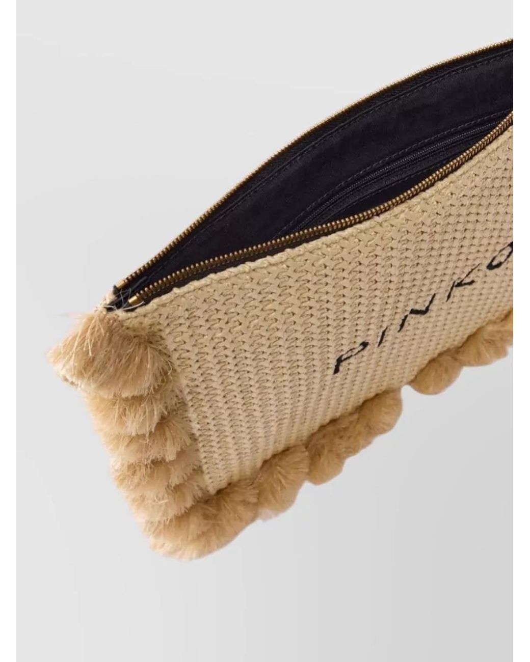 Pinko Natural Love Bag Flat Raffia Clutch Bag