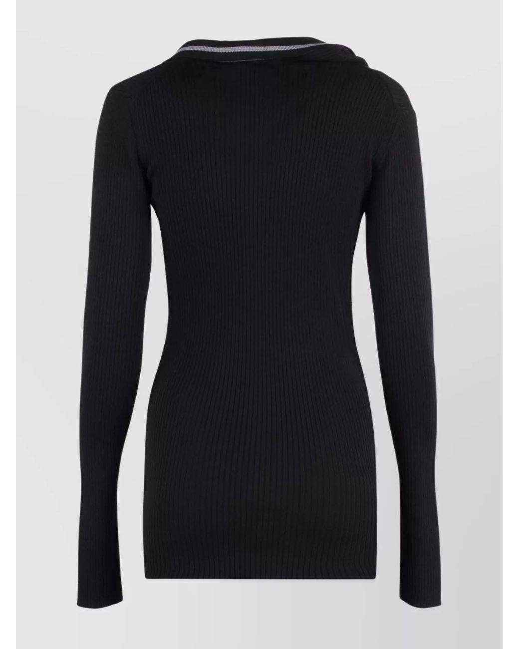 Y. Project Black Merino Wool V-Neck Knitted Dress