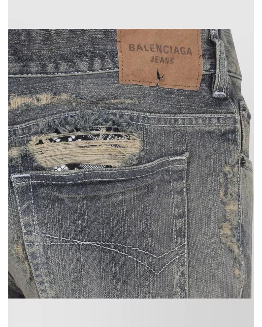 Balenciaga Gray Denim Mid-Rise Cropped Flared Trousers