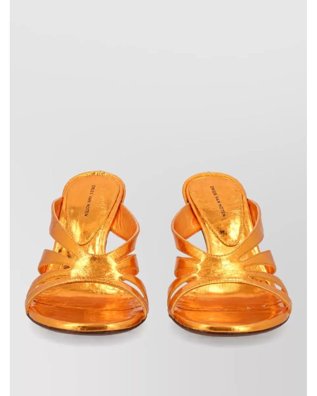 Dries Van Noten Orange Leather Mules