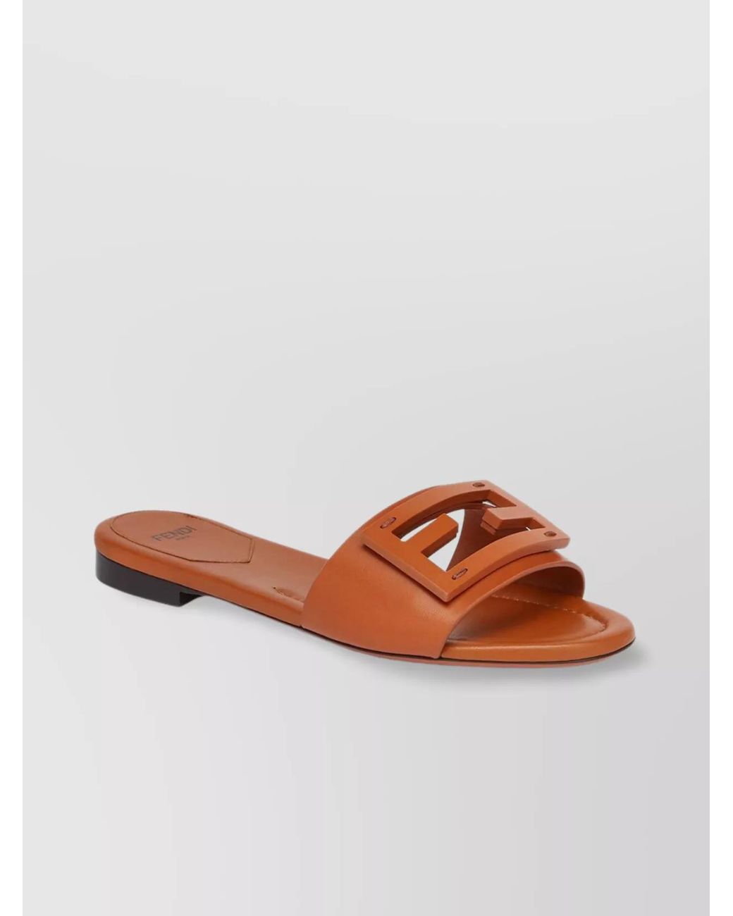 Fendi Brown Leather Baguette Slides