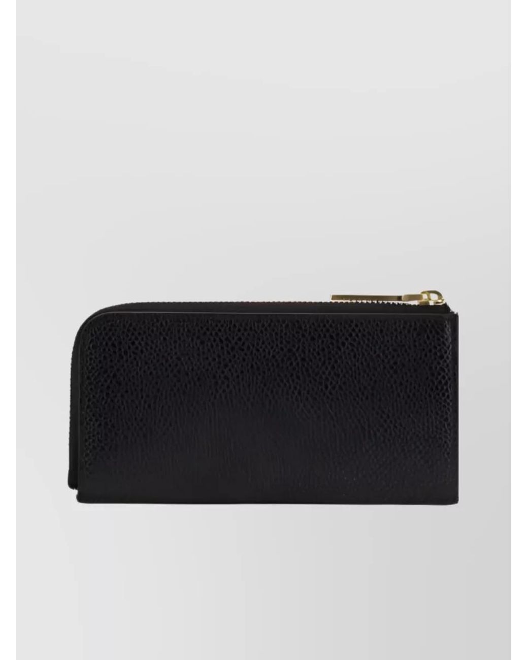 Thom Browne Black Pebbled Leather Zip-Around Card Holder for men