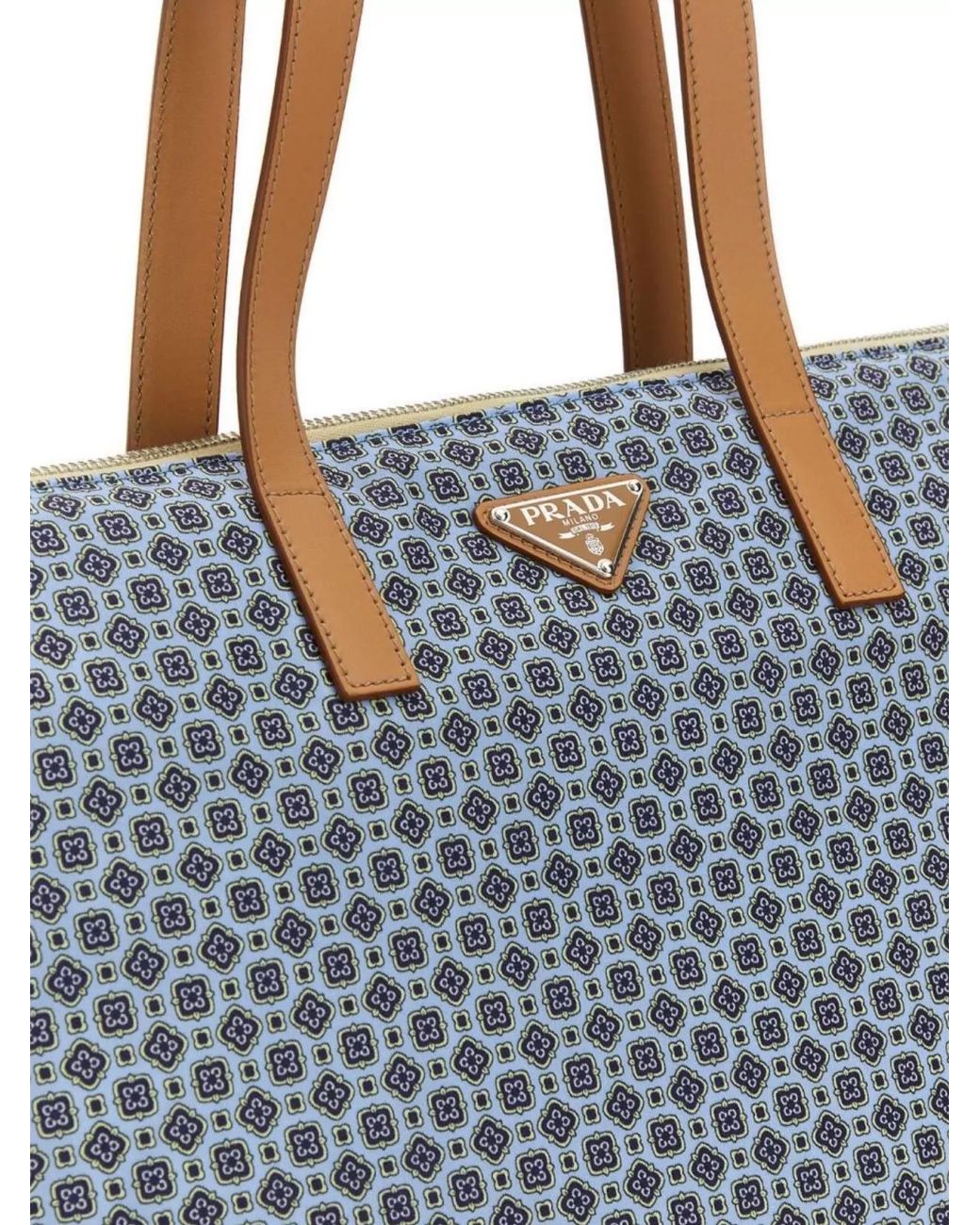 Prada Blue Printed Two-Tone Re-Nylon Tote Bag for men