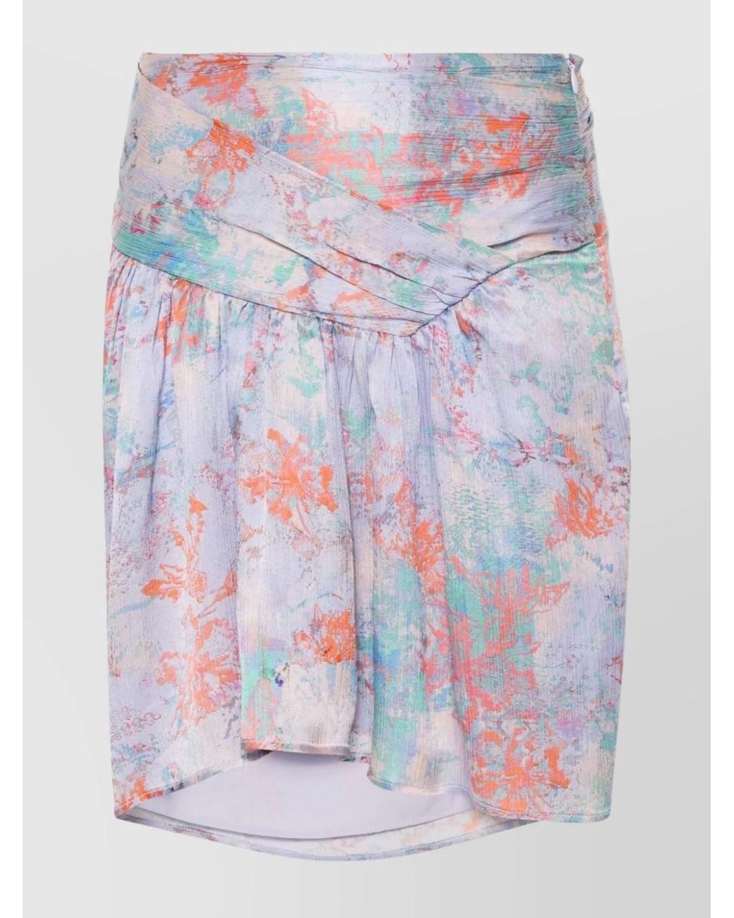 IRO White Silk Floral-Print Gathered Ruffled Asymmetric Mini Skirt