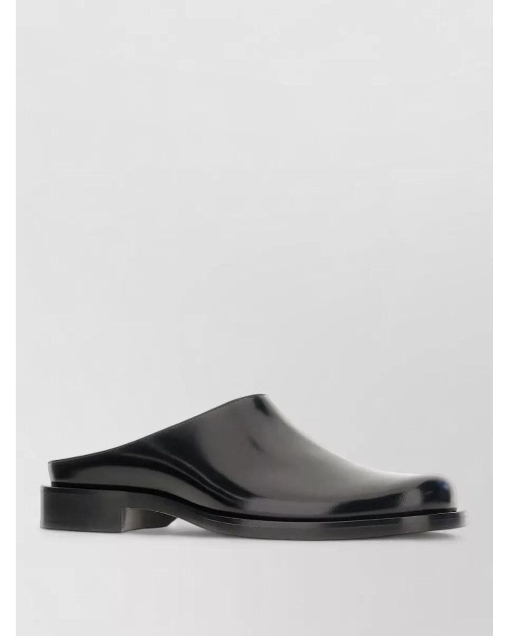 Saint Laurent Black Leather Angus Mules Round Toe Design for men