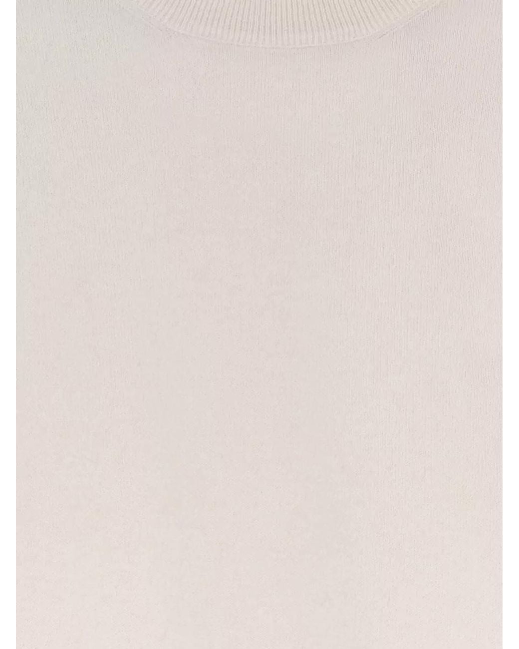 Brunello Cucinelli White Cashmere Crew Neck Sweater Monili Detail
