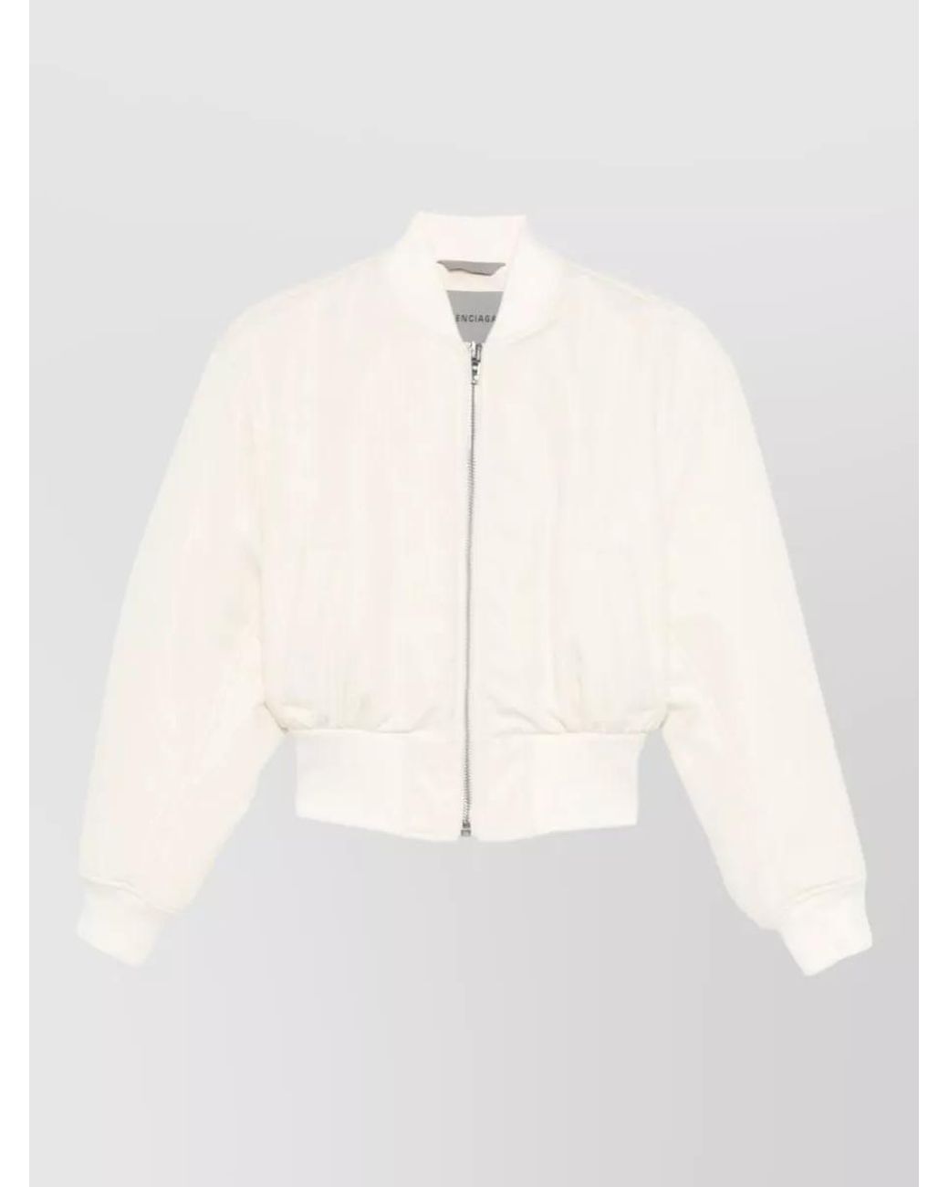 Balenciaga White Cropped Bomber Jacket